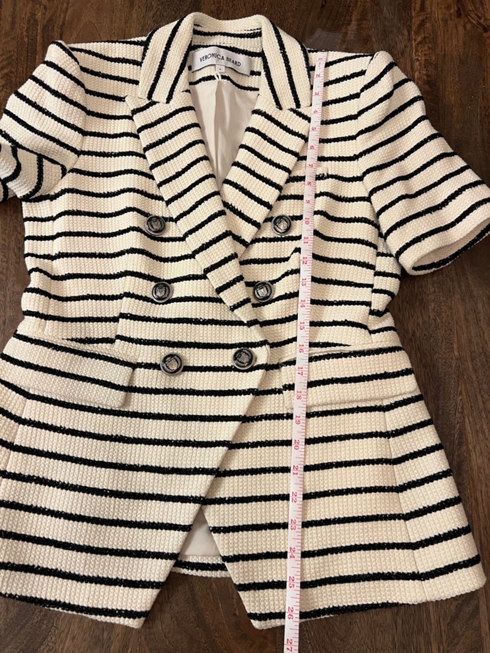 Veronica Beard Jenny Blazer Stripe Short Sleeve Cotton Blend Dickey Jacket sz 6 - Picture 16 of 16
